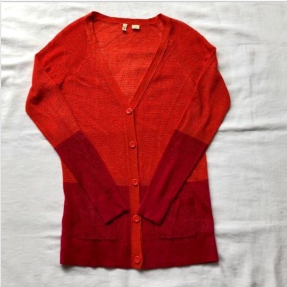 Anthropologie Moth Pink Orange Cardigan